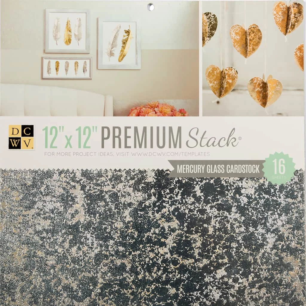 Promo ❤️ DCWV® Mercury Glass Foil 12" x 12" Single-Sided Specialty Cardstock Paper, 16 Sheets by American Crafts 👍 3 Promo ❤️ DCWV® Mercury Glass Foil 12" x 12" Single-Sided Specialty Cardstock Paper, 16 Sheets by American Crafts 👍