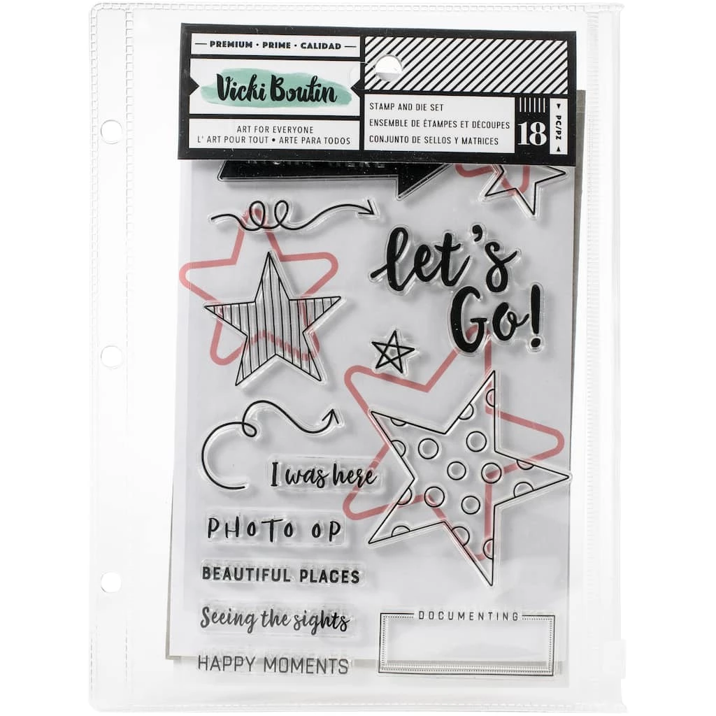 Top 10 👏 American Crafts™ Vicki Boutin Let's Go W/Magnetic Sheet & Pouch Stamps & Dies 💯 3 Top 10 👏 American Crafts™ Vicki Boutin Let's Go W/Magnetic Sheet & Pouch Stamps & Dies 💯