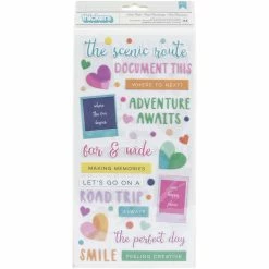 Promo 🥰 American Crafts™ Paige Evans Go The Scenic Route Thickers™ Scenic Route Phrase Puffy Stickers 🎉