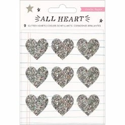 Flash Sale 😉 All Heart Acrylic Stickers 9/Pkg-Hearts W/Holographic Glitter by American Crafts ✔️