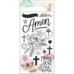 Discount 👏 Creative Devotion Draw Near Icon & Phrase Clear Stamps by American Crafts ⌛