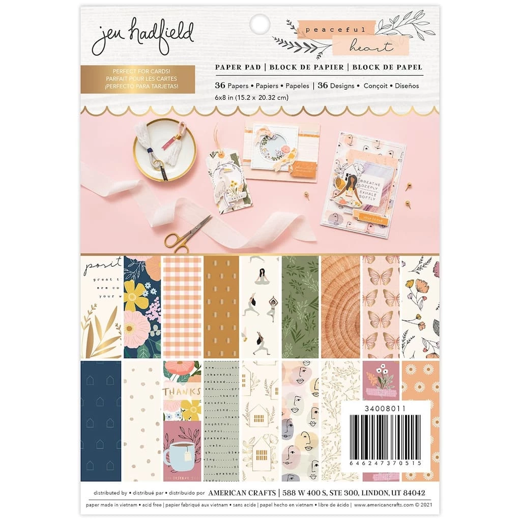 Cheap 🔥 American Crafts™ 6" x 8" Jen Hadfield Peaceful Heart Single-Sided Paper Pad, 36ct. 🎉 3 Cheap 🔥 American Crafts™ 6" x 8" Jen Hadfield Peaceful Heart Single-Sided Paper Pad, 36ct. 🎉