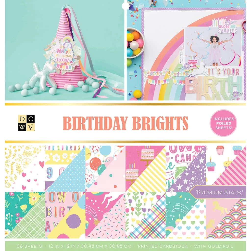 Discount 😀 DCWV® 🎂 Birthday Brights Cardstock Paper Pad, 12" x 12" by American Crafts 🎉 3 Discount 😀 DCWV® 🎂 Birthday Brights Cardstock Paper Pad, 12" x 12" by American Crafts 🎉