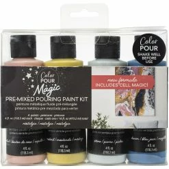 Discount 🤩 Color Pour Magic Nostalgia Pre-Mixed Paint Kit, 4ct. by American Crafts 💯
