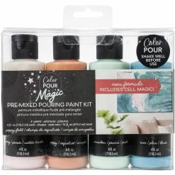 Best Sale 🎉 Color Pour Magic Poppy Field Pre-Mixed Paint Kit, 4ct. by American Crafts 🤩