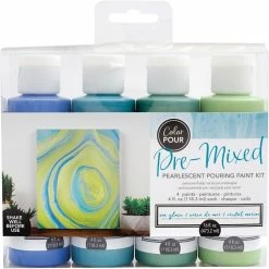 New ⌛ Color Pour Pre-Mixed Sea Glass Pearlescent Paint Kit by American Crafts 🎁